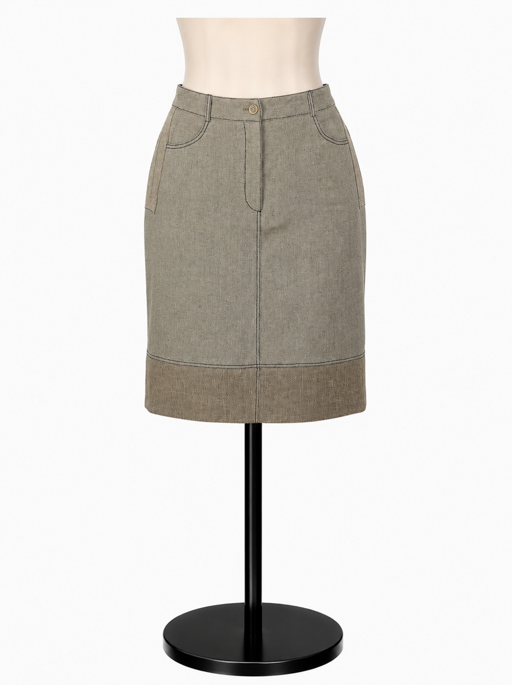 Harvé Benard Tan Linen Blend Knee Length Career Skirt Size 10